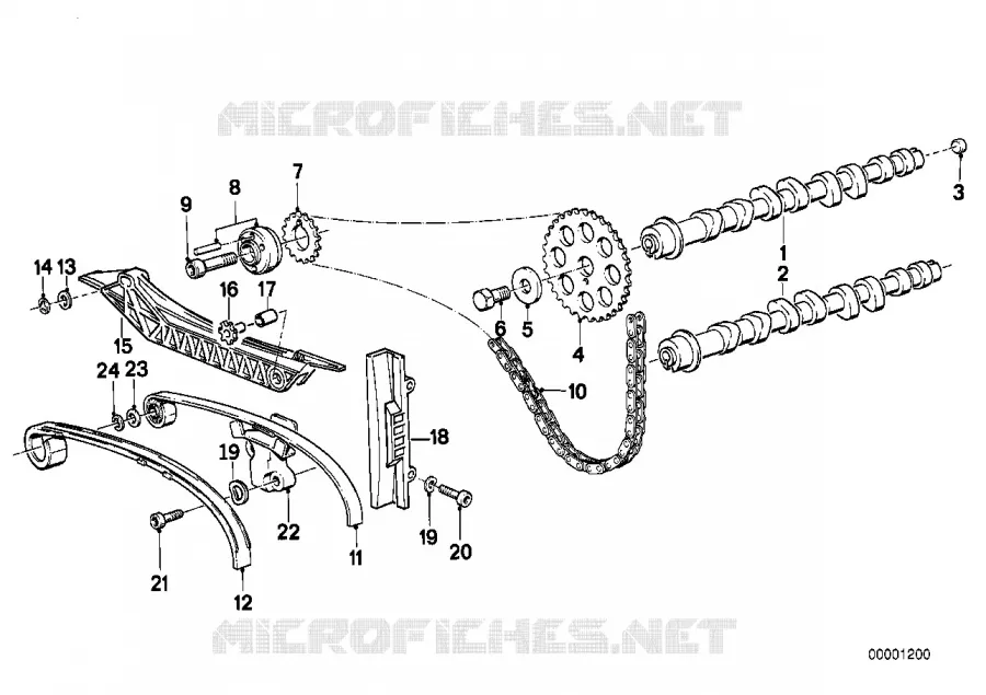 Cde soupapes-arbre a cames/transm chaine BMW Motorrad BMW Motorrad Classic K 100 1989 4 cyl. 2 soup.  K589 (0523,0533)
