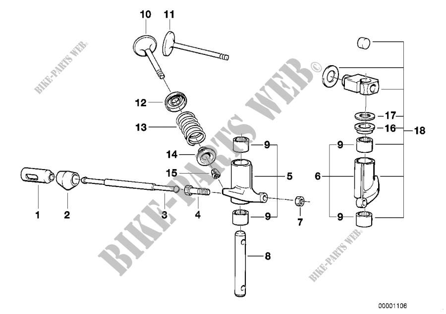 Comm.des soupapes culbuteur/valves pour BMW Motorrad R 100 TIC à partir de 1980