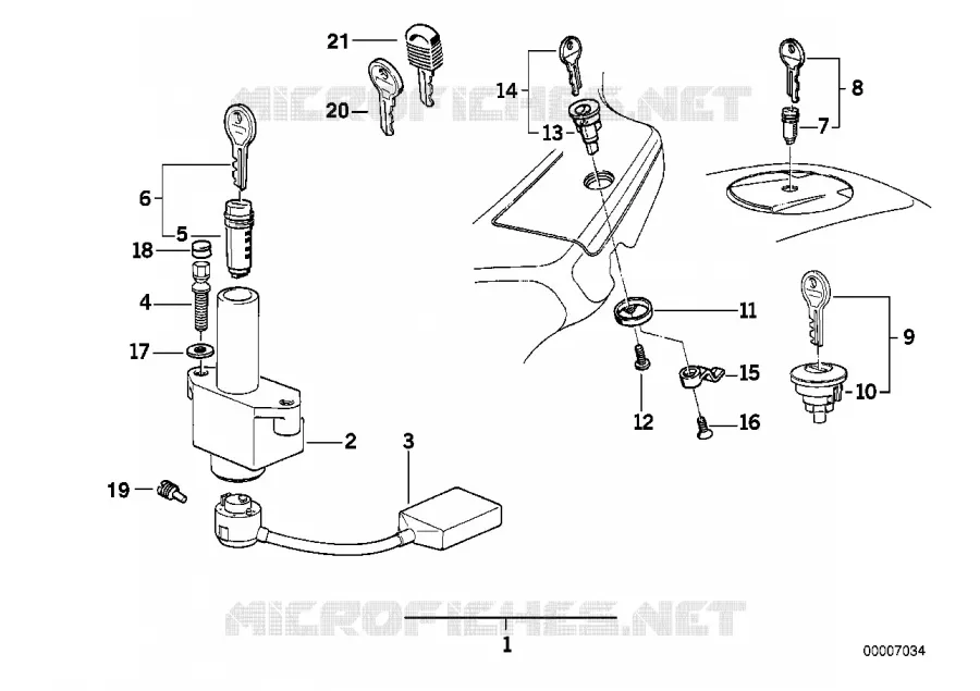 Jeu de serrures BMW Motorrad BMW Motorrad Classic K 100 1989 4 cyl. 2 soup.  K589 (0523,0533)