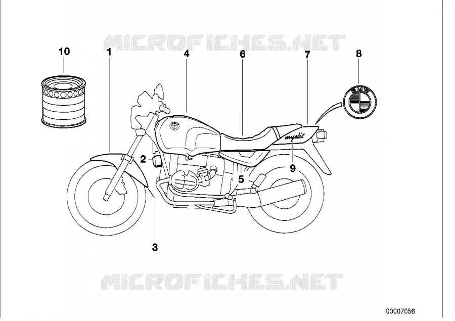 Pces peintes 717 rouge Marrak./noir nuit BMW Motorrad BMW Motorrad Classic R 100 1993 2V (91-95)  R100