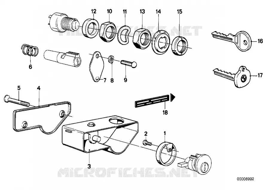 Pieces de jeu de serrures BMW Motorrad BMW Motorrad Classic R 65 1980 Boxer (78-85)  R65