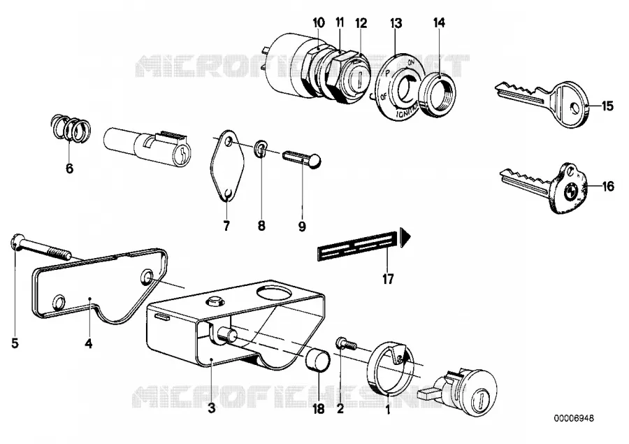 Pieces de jeu de serrures BMW Motorrad BMW Motorrad Classic R 75 1976 2V (76-85)  R75