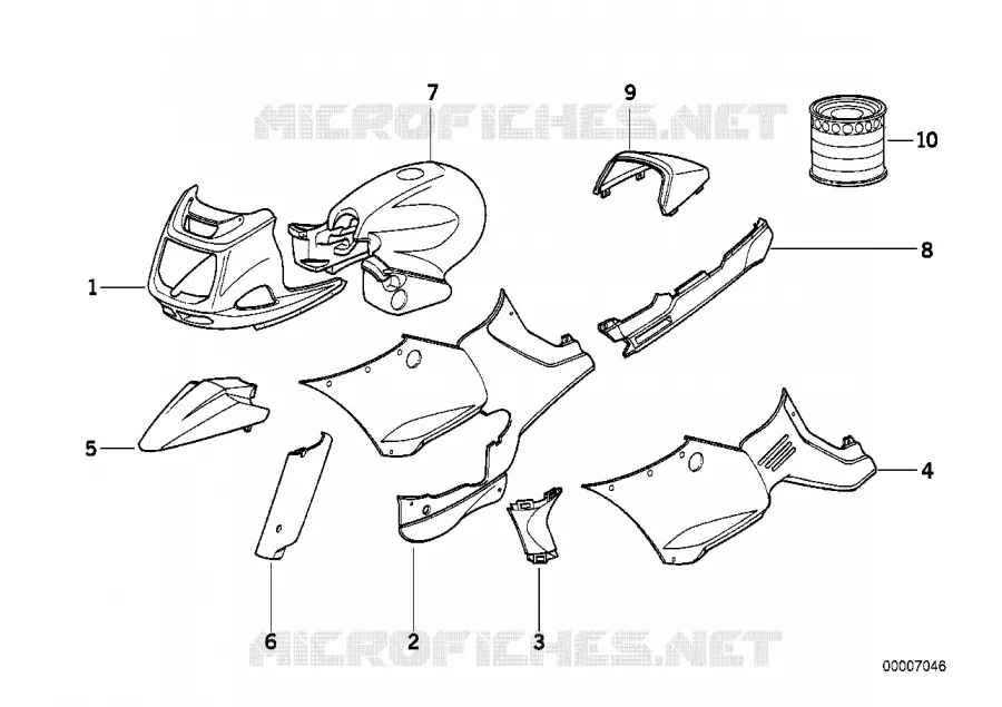 Pièces peintes 711 nachtsw/arktissilber BMW Motorrad BMW Motorrad R 1100 1992 4V  259 (0411,0416)
