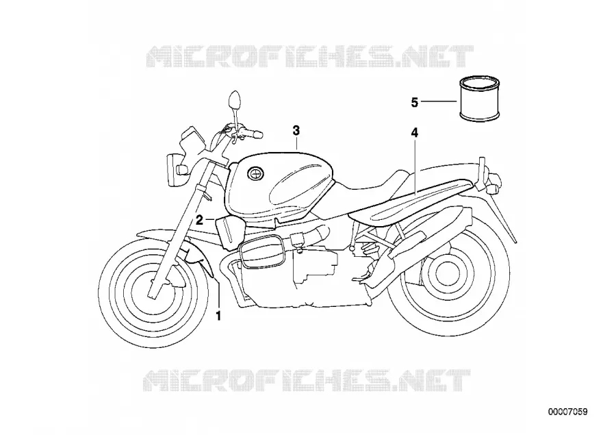 Pièces peintes 722 arg. Aspen/noir nuit BMW Motorrad BMW Motorrad R 1100 1993 4V  259R (0402,0407)