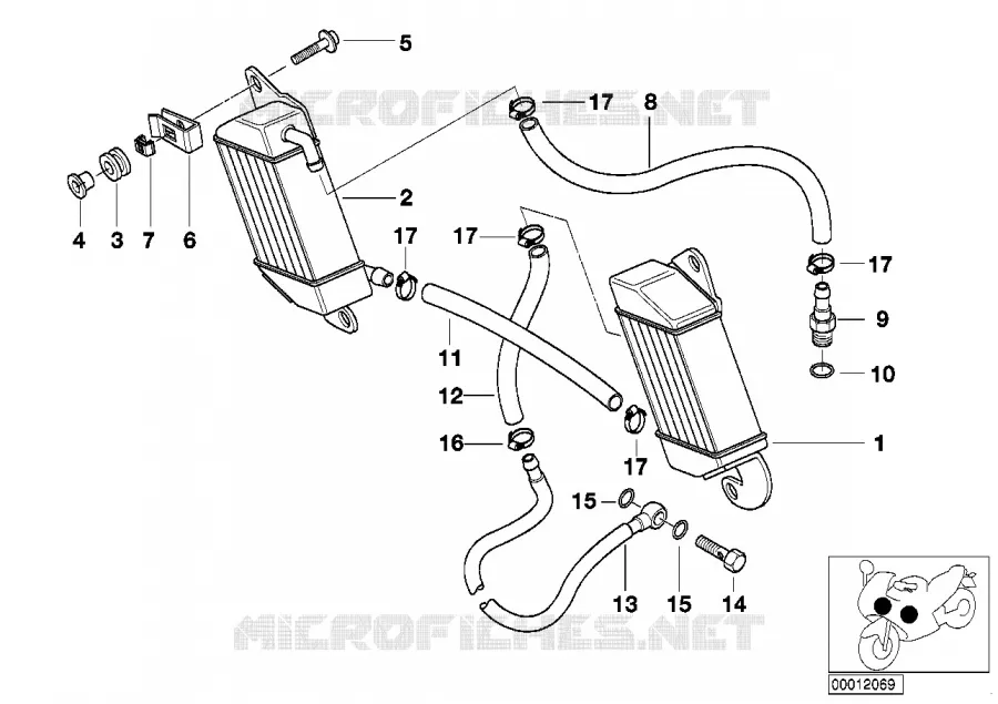 Radiateur dhuile/tuyau de rad.dhuile BMW Motorrad BMW Motorrad R 1200 2001 4V  K30 (0442,0496)