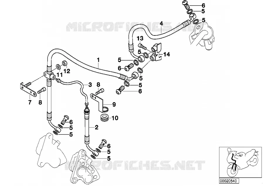 Tuyau de frein avant ABS BMW Motorrad BMW Motorrad R 1100 1996 4V  259 (0422,0432)