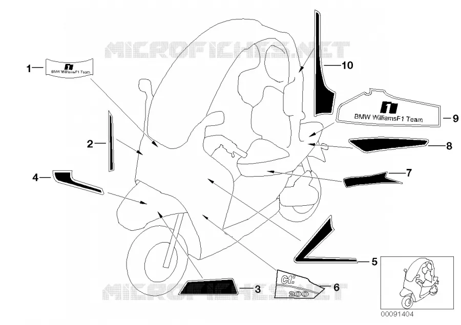 Autocollant WilliamsF1 BMW Motorrad BMW Motorrad C1 1999 C1  C1 (0191)