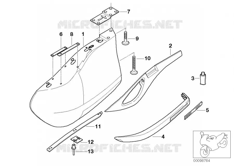 Couvercle de coffre au coffre inférieur BMW Motorrad BMW Motorrad K 1200 1996 4 cyl. 4 soup.  K589 (0544,0554)