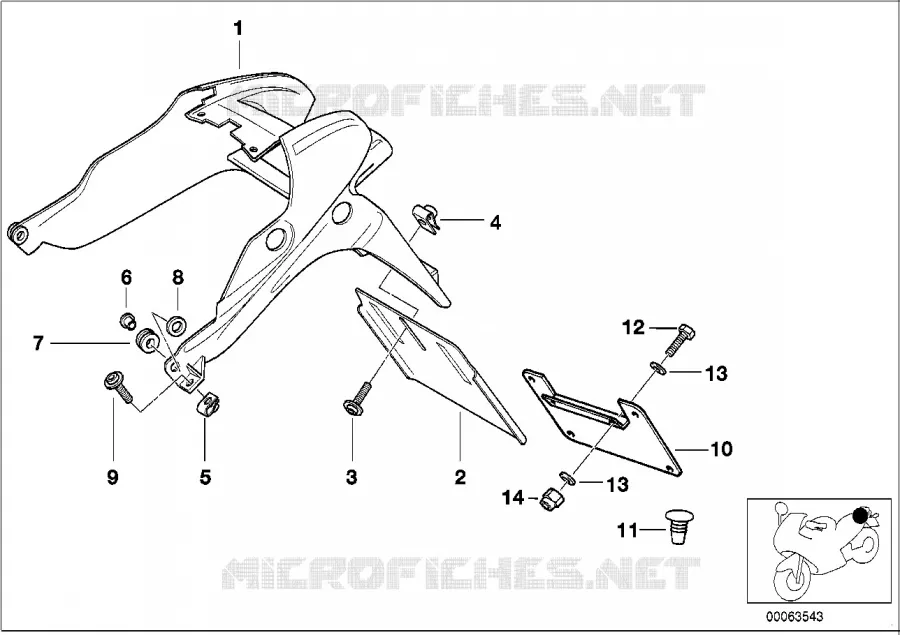 Fixation de plaque dimmarticulation BMW Motorrad BMW Motorrad K 1200 1996 4 cyl. 4 soup.  K589 (0544,0554)