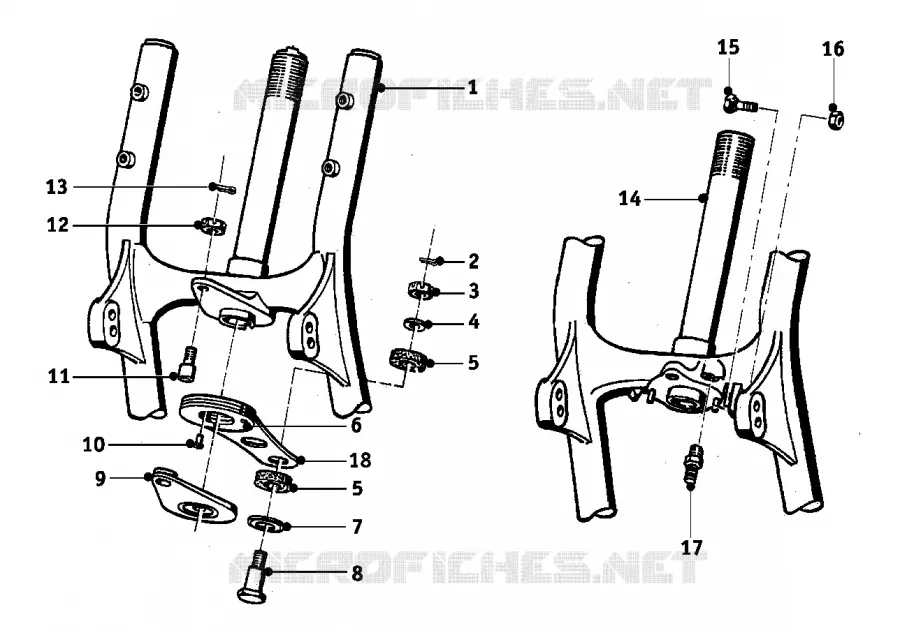 Fourche oscillante de roue avant BMW Motorrad BMW Motorrad Classic R 50 1961 Boxer (-69)  R50
