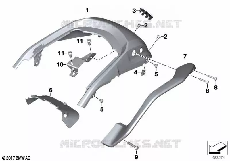 Habillage arrière avec poignée de maintien BMW Motorrad BMW Motorrad K 1600 2021 K1600  K61 0F61