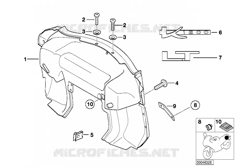 Partie arriere BMW Motorrad BMW Motorrad K 1200 1997 4 cyl. 4 soup.  K589 (0545,0555)