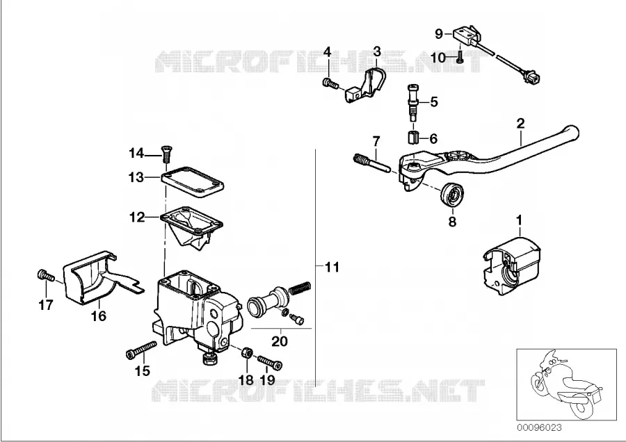 Pieces de la poignee complete droite BMW Motorrad BMW Motorrad R 1100 1994 4V  259 (0413,0418)