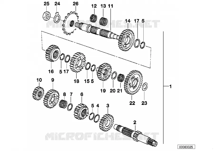 Pièces de train de pignons de BV 5 vit. BMW Motorrad BMW Motorrad F 650 1999   R13 (0173,0183)