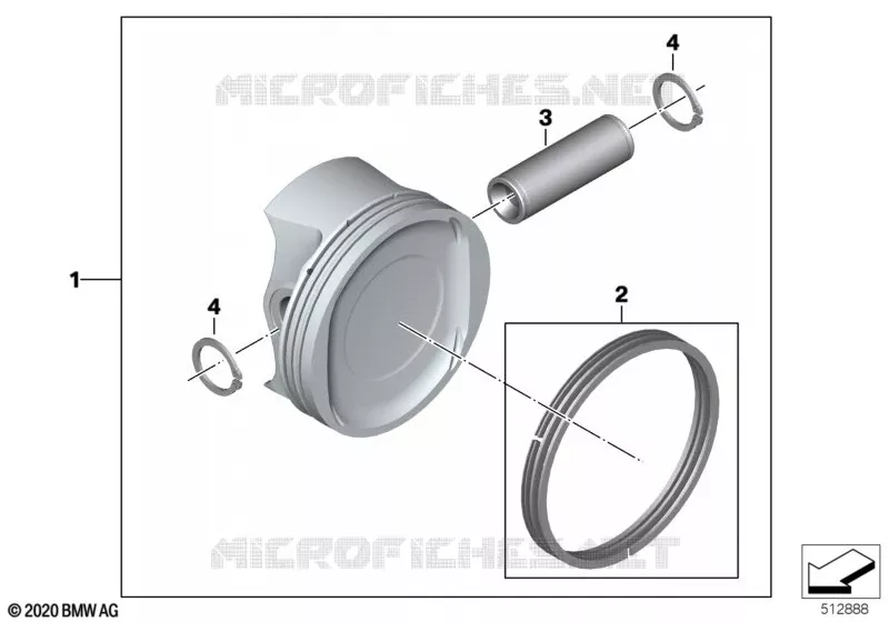 Piston avec segments et axe BMW Motorrad BMW Motorrad R 18 2020 R18  K34 0L21