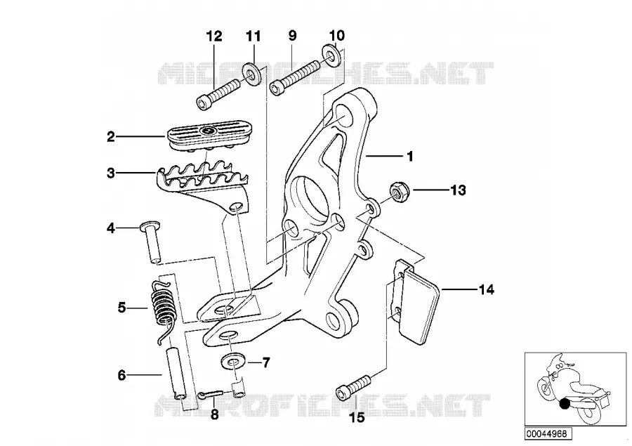 Plaque p.repose-pied/repose-pied avant BMW Motorrad BMW Motorrad R 1150 1998 4V  R21 (0415,0495)