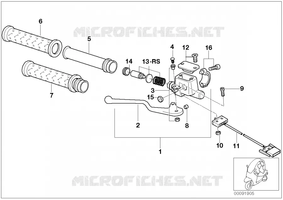 Poignée complète droite BMW Motorrad BMW Motorrad C1 1999 C1  C1 (0191)