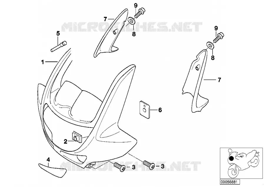 Revêtement partie sup. en apprêt BMW Motorrad BMW Motorrad K 1200 1996 4 cyl. 4 soup.  K589 (0544,0554)