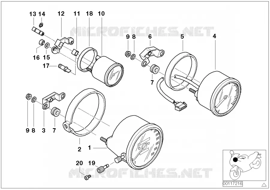 Tachymètre/compte-tours/montre facelift BMW Motorrad BMW Motorrad R 850 1994 4V  259R (0401,0406)