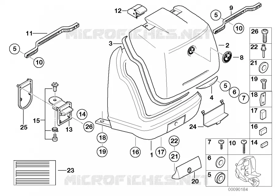 Top case, pièces BMW Motorrad BMW Motorrad C1 2000 C1  C1 200 (0192)