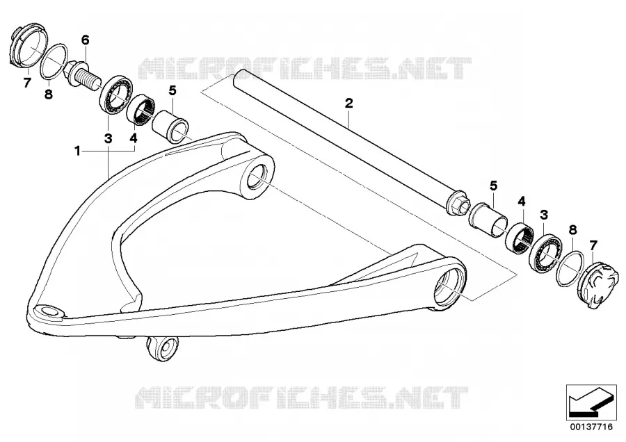Bras oscillant longitudinal BMW Motorrad BMW Motorrad R 1200 2008 K2x  K25 (0450,0460)