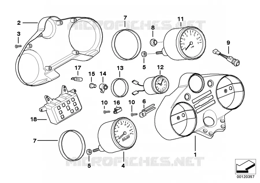 Combine dinstruments, composants BMW Motorrad BMW Motorrad R 1200 2002 4V  259C (0309,0319)