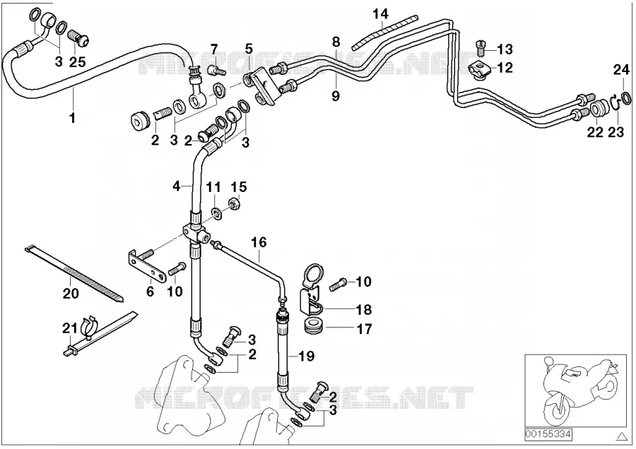 Conduite de frein Integral ABS avant BMW Motorrad BMW Motorrad K 1200 2000 4 cyl. 4 soup.  K41 (0547,0557)