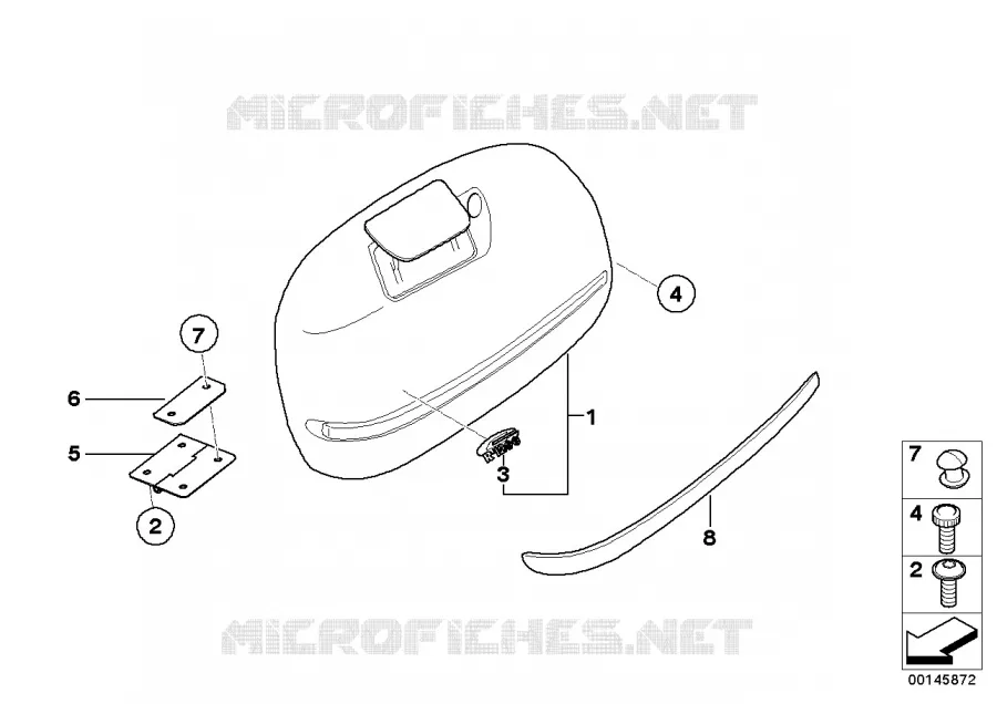 Couvercle de coffre au coffre inférieur BMW Motorrad BMW Motorrad R 1200 2001 4V  K30 (0442,0496)