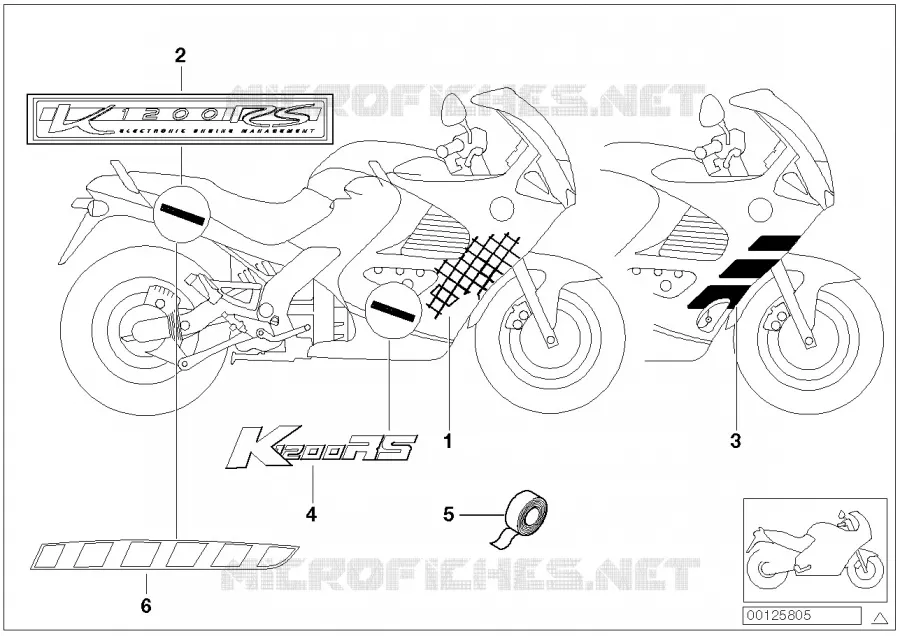 Etiquette BMW Motorrad BMW Motorrad K 1200 1996 4 cyl. 4 soup.  K589 (0544,0554)