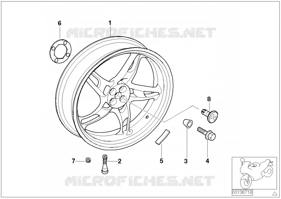 Jante en fonte AR BMW Motorrad BMW Motorrad R 1150 2000 4V  R22 (0447,0498)