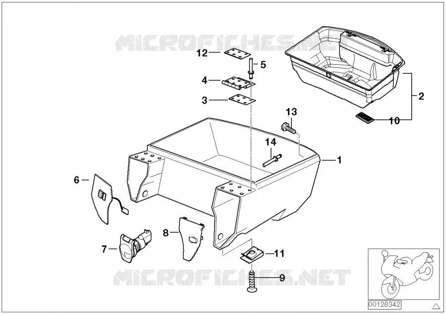 Partie infér. p top case BMW Motorrad BMW Motorrad K 1200 1997 4 cyl. 4 soup.  K589 (0545,0555)