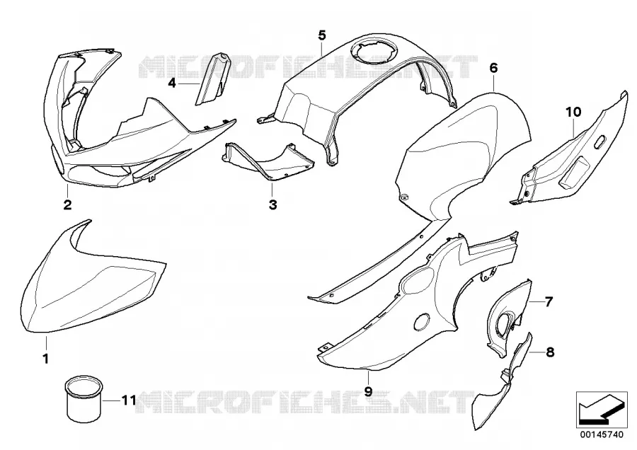 Pieces Peintes 995 graphit/sydney-bleu BMW Motorrad BMW Motorrad R 1200 2003 K2x  K28 (0328,0338)