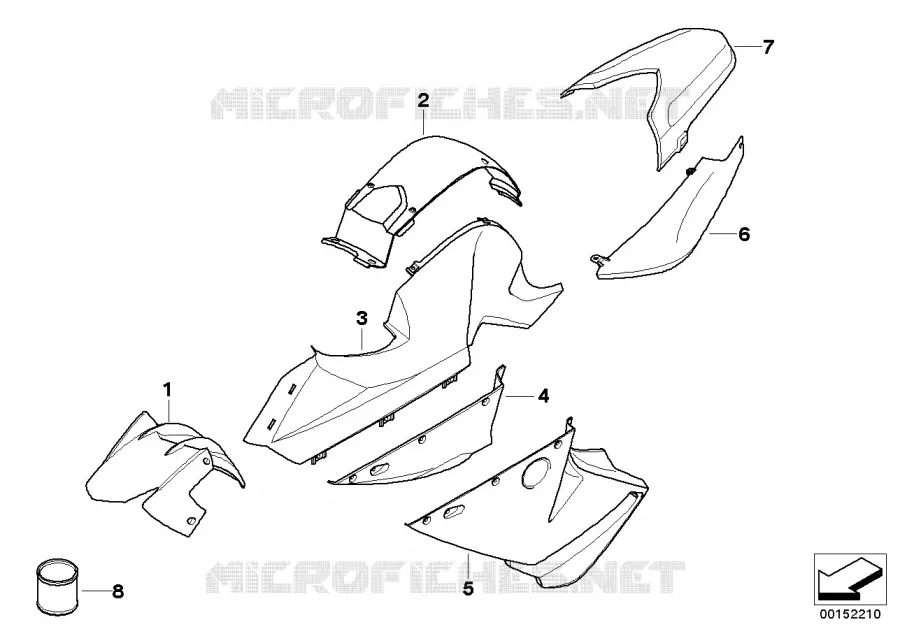 Pièces peintes M749 bleu BMW Motorrad BMW Motorrad F 800 2004 K7x  K71 (0234,0244)