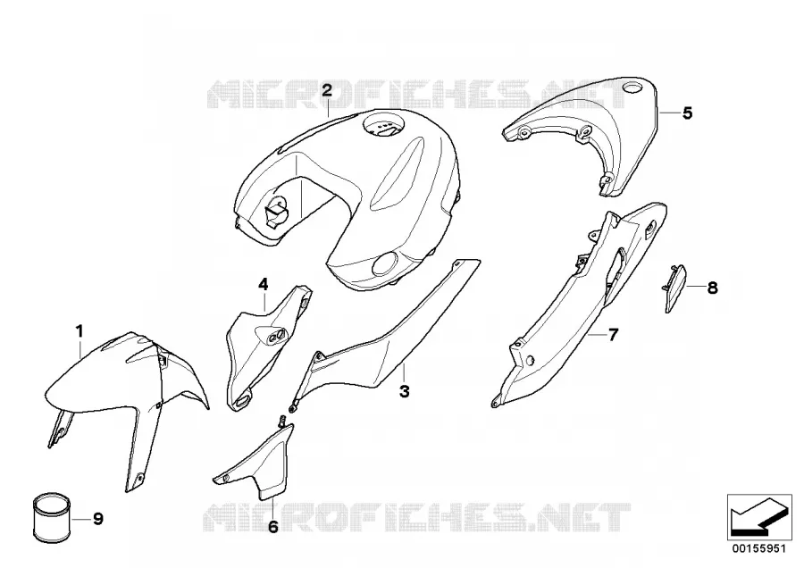 Pièces peintes M989 kristall-gris met. BMW Motorrad BMW Motorrad R 1200 2005 K2x  K27 (0378,0398)