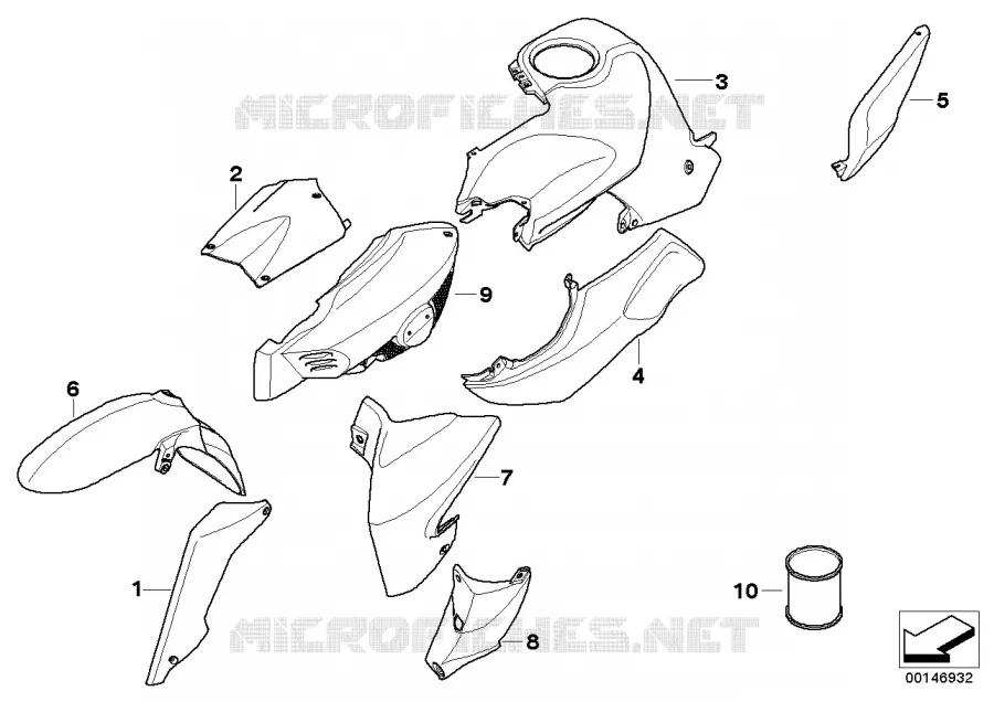 Pièces peintes WN17 rauchgrau met. mat BMW Motorrad BMW Motorrad K 1200 2004 K4x 4 cyl.  K43 (0584,0594)