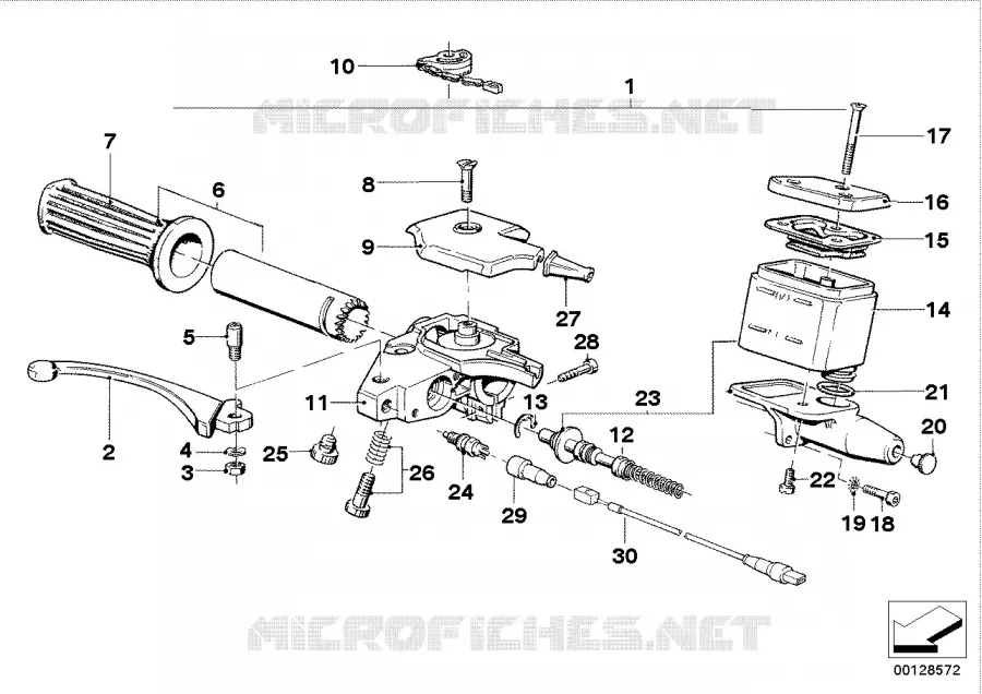 Poignée complète droite BMW Motorrad BMW Motorrad Classic R 80 1990 2V (87-90)  R80