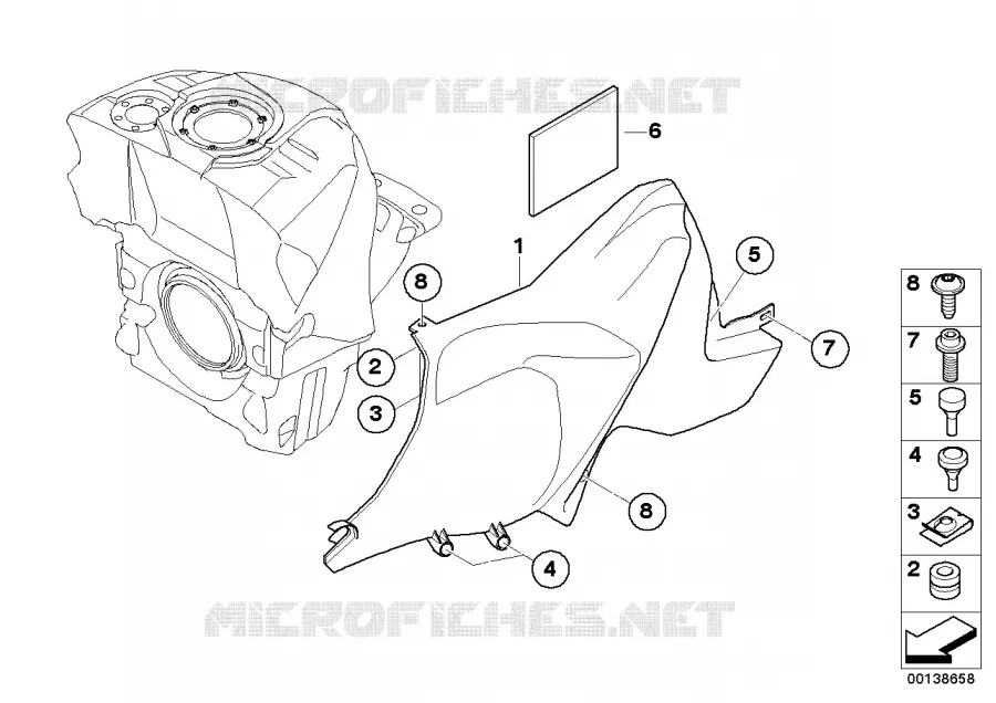 Recouvrement de réservoir BMW Motorrad BMW Motorrad K 1200 2003 K4x 4 cyl.  K40 (0581,0591)
