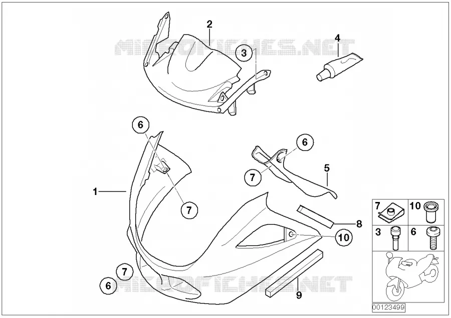 Revêtement partie sup. en apprêt BMW Motorrad BMW Motorrad K 1200 2000 4 cyl. 4 soup.  K41 (0547,0557)
