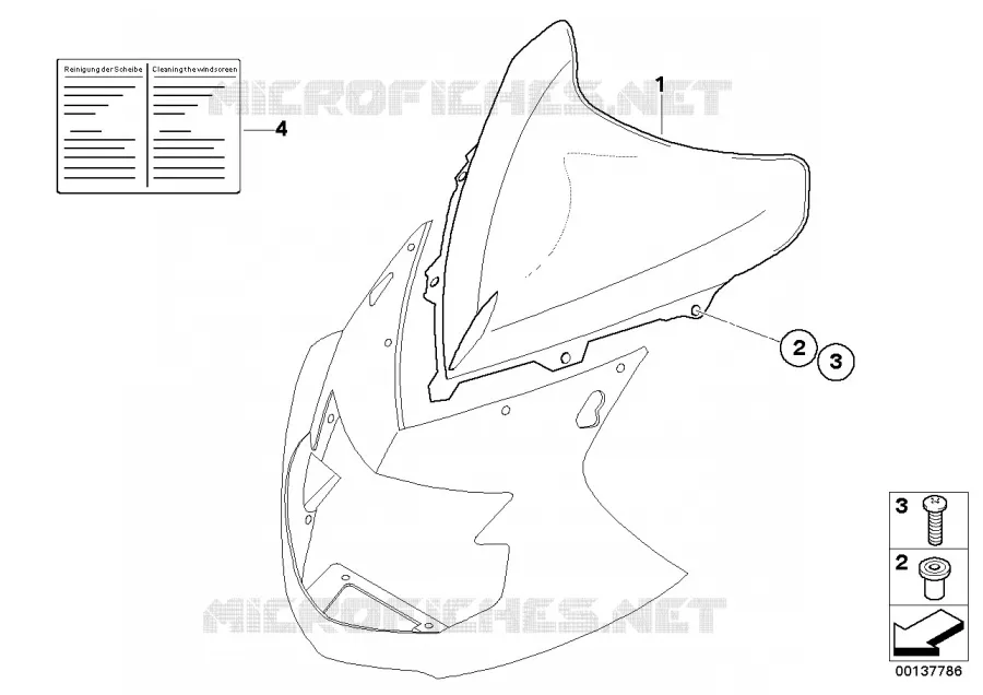 Saute-vent BMW Motorrad BMW Motorrad K 1300 2007 K4x 4 cyl.  K40 (0508,0509)