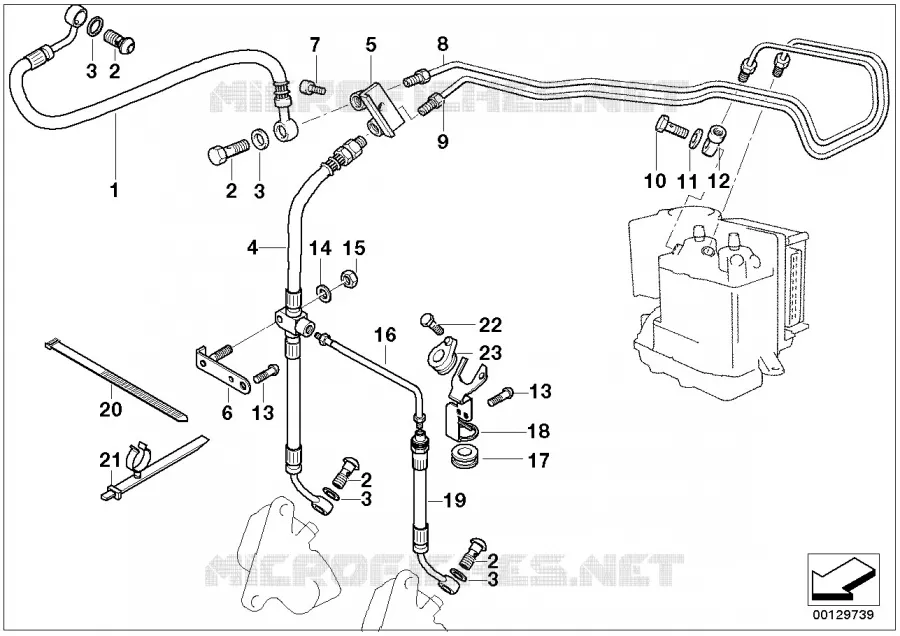 Tuyau de frein avant ABS BMW Motorrad BMW Motorrad R 1150 1998 4V  R21 (0415,0495)