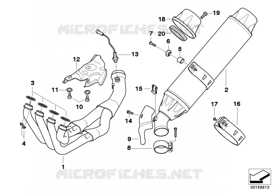 Pièces déchappement avec fixation BMW Motorrad BMW Motorrad K 1200 2004 K4x 4 cyl.  K43 (0584,0594)