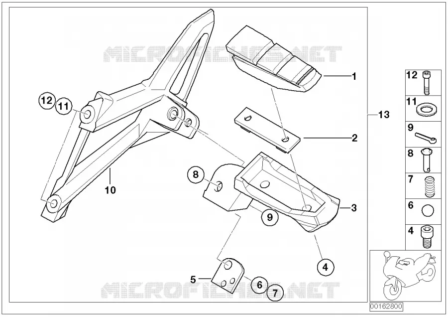 Plaque p.repose-pied/repose-pied arr. BMW Motorrad BMW Motorrad G 650 2006 X  K15 (0167,0197)