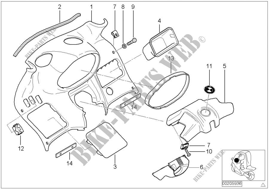 Revêtement,coussin de protect.instrument pour BMW Motorrad C1 200 à partir de 2000