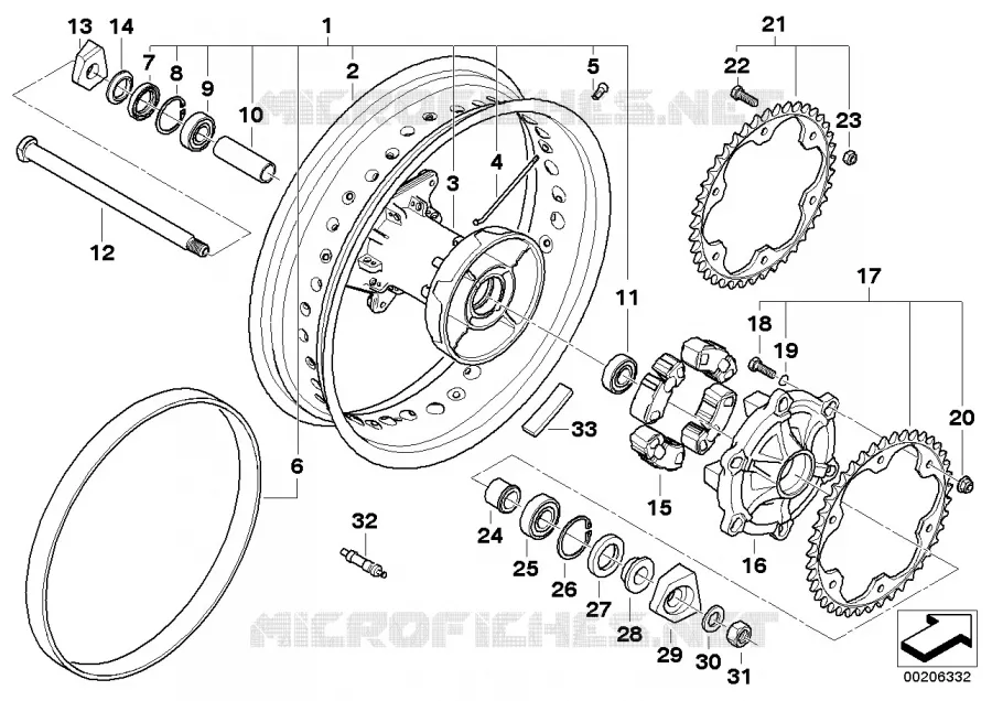 Roue a rayons arrière BMW Motorrad BMW Motorrad F 800 2006 K7x  K72 (0219,0229)