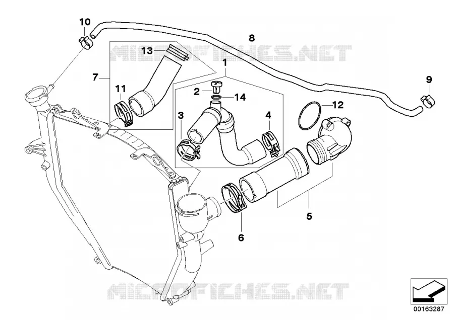 Systeme de refroidissement - durits BMW Motorrad BMW Motorrad K 1200 2004 K4x 4 cyl.  K43 (0584,0594)