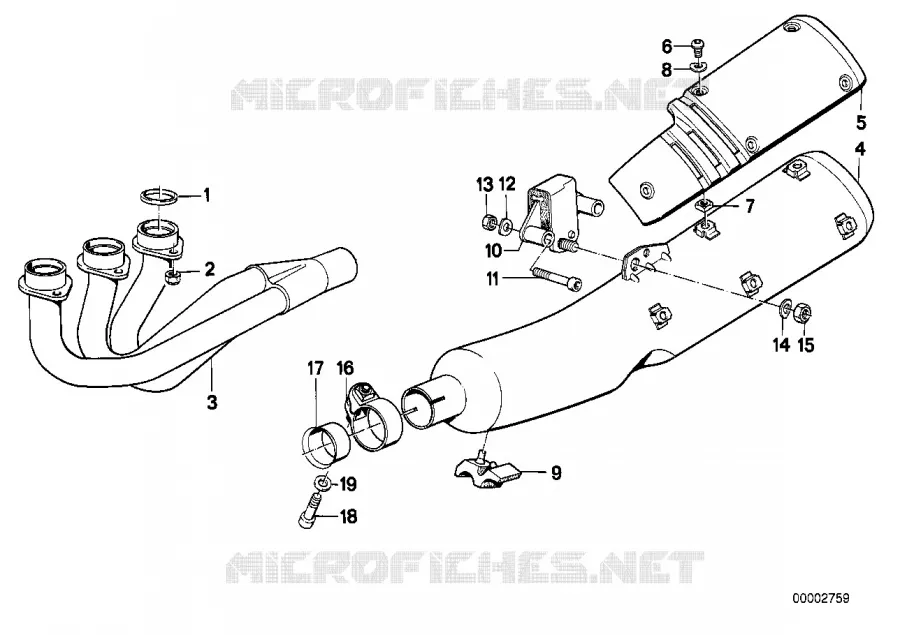 Système déchappement BMW Motorrad BMW Motorrad Classic K 75 1989 3 cyl.  K569 (0565,0573)