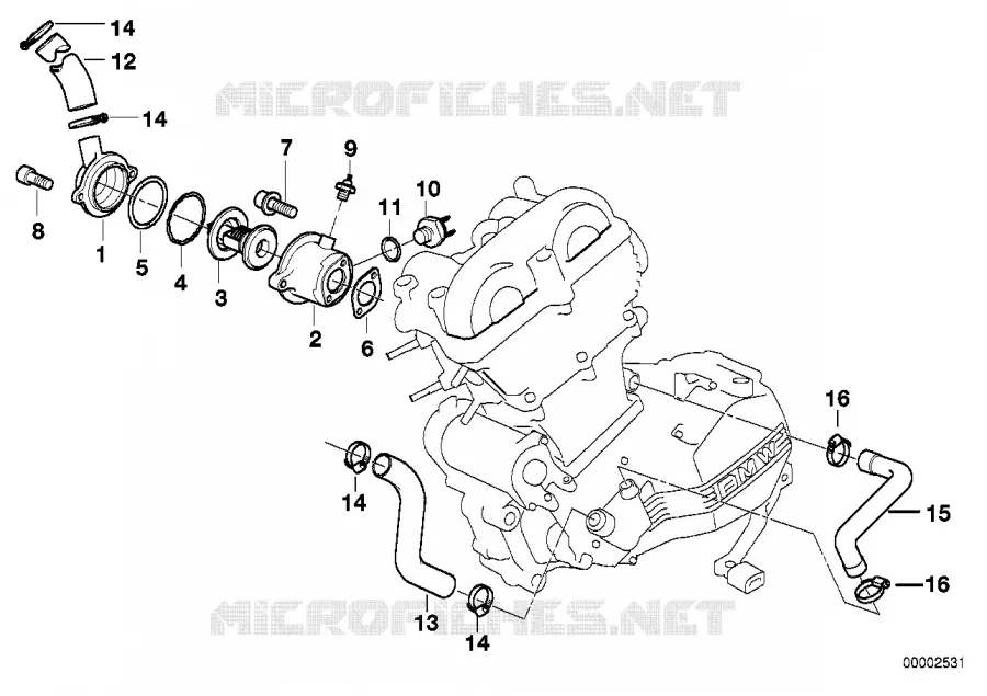 Thermostat/tuyaux de radiateur BMW Motorrad BMW Motorrad F 650 1996   E169 (0162)