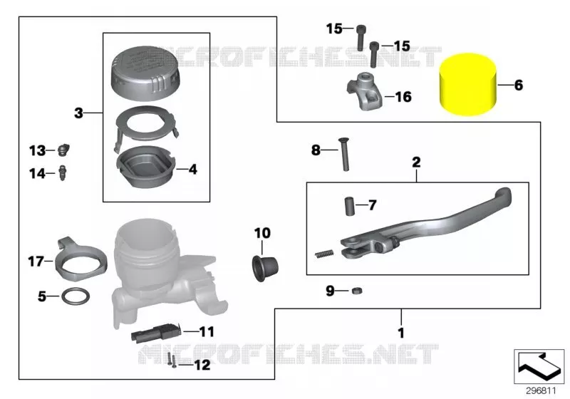 Bride serrage cde frein sur guidon M5 BMW Motorrad BMW Motorrad R 1200 2008 K2x  K25 (0450,0460)