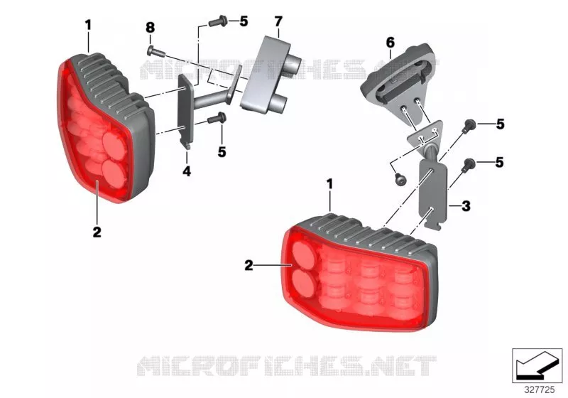 Lampe clignotante de signal. (LED) rouge BMW Motorrad BMW Motorrad F 800 2015 K7x  K71 (0B53, 0B63)