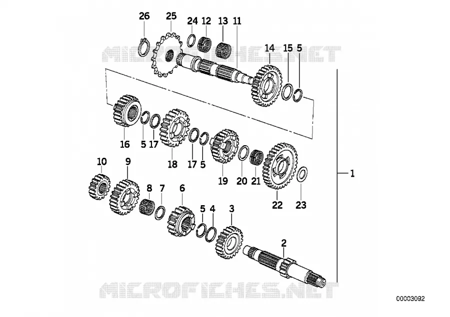 Pièces de train de pignons de BV 5 vit. BMW Motorrad BMW Motorrad F 650 1993   E169 (0161)